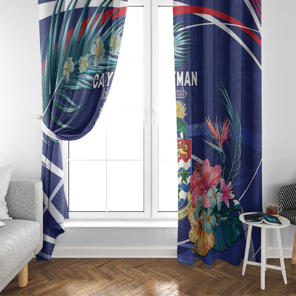 Personalized Cayman Islands Window Curtain Coat Of Arms Tropical Flowers
