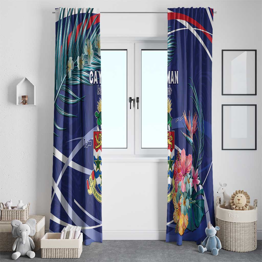 Personalized Cayman Islands Window Curtain Coat Of Arms Tropical Flowers