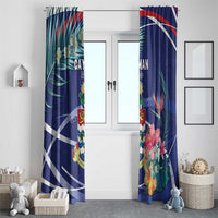 Personalized Cayman Islands Window Curtain Coat Of Arms Tropical Flowers