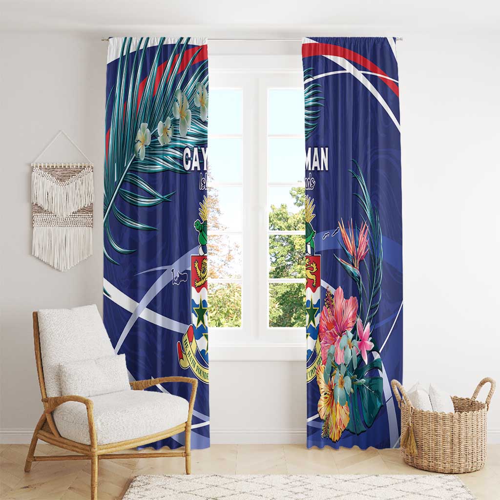 Personalized Cayman Islands Window Curtain Coat Of Arms Tropical Flowers