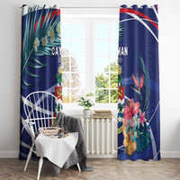 Personalized Cayman Islands Window Curtain Coat Of Arms Tropical Flowers