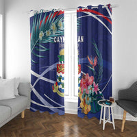 Personalized Cayman Islands Window Curtain Coat Of Arms Tropical Flowers