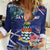 Personalized Cayman Islands Women Casual Shirt Coat Of Arms Tropical Flowers