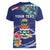 Personalized Cayman Islands Women V-Neck T-Shirt Coat Of Arms Tropical Flowers