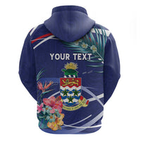 Personalized Cayman Islands Zip Hoodie Coat Of Arms Tropical Flowers