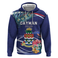 Personalized Cayman Islands Zip Hoodie Coat Of Arms Tropical Flowers
