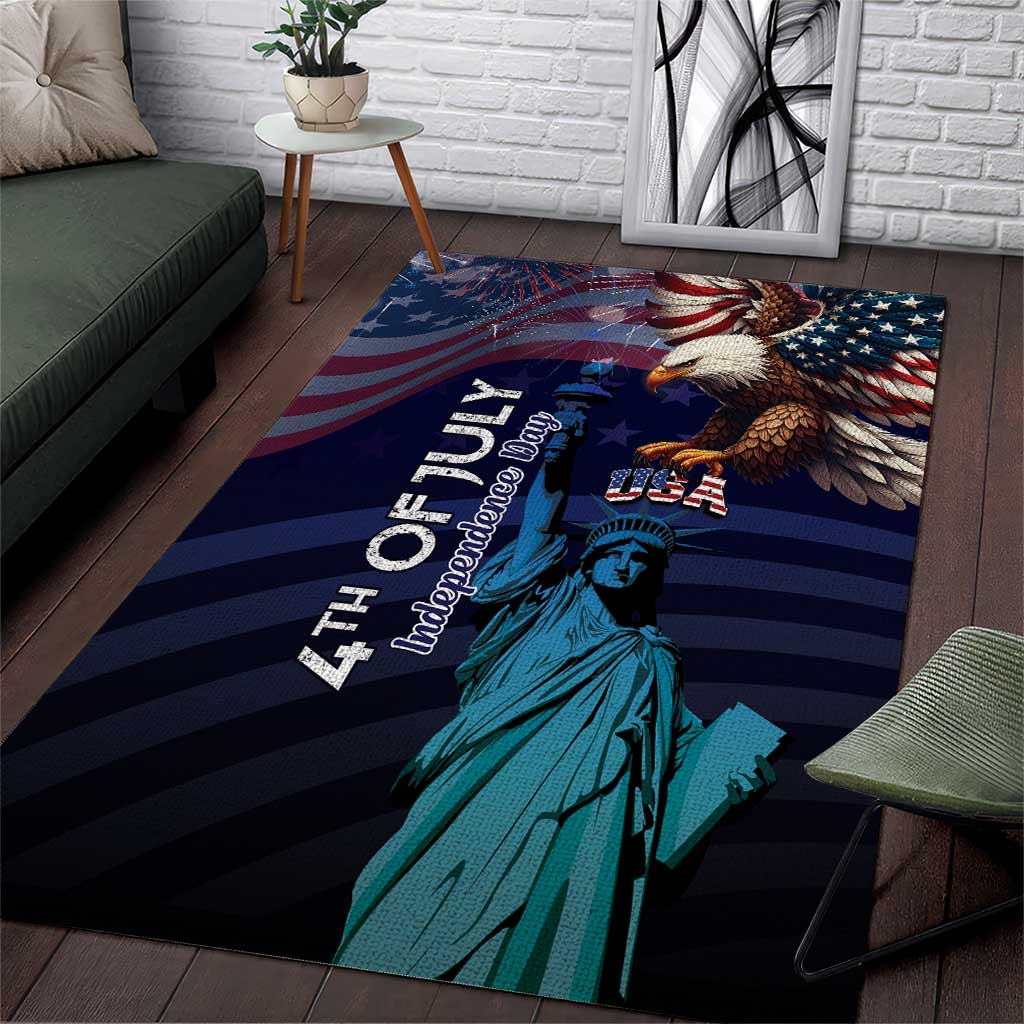 Fourth Of July USA Area Rug Eagle - Statue Of Liberty