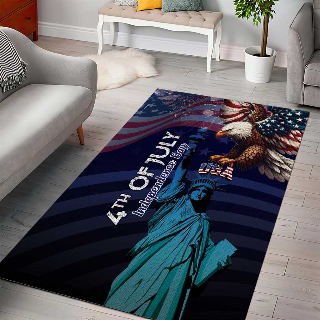 Fourth Of July USA Area Rug Eagle - Statue Of Liberty