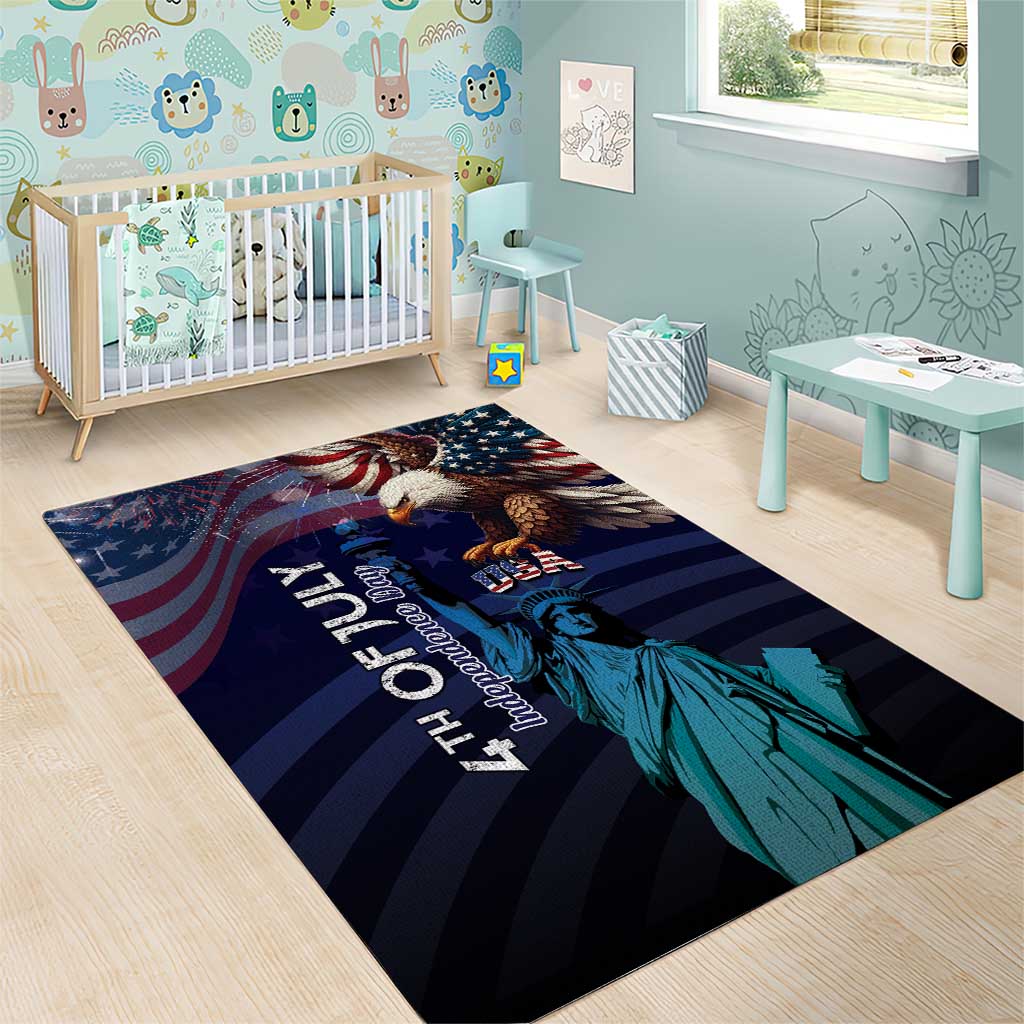 Fourth Of July USA Area Rug Eagle - Statue Of Liberty