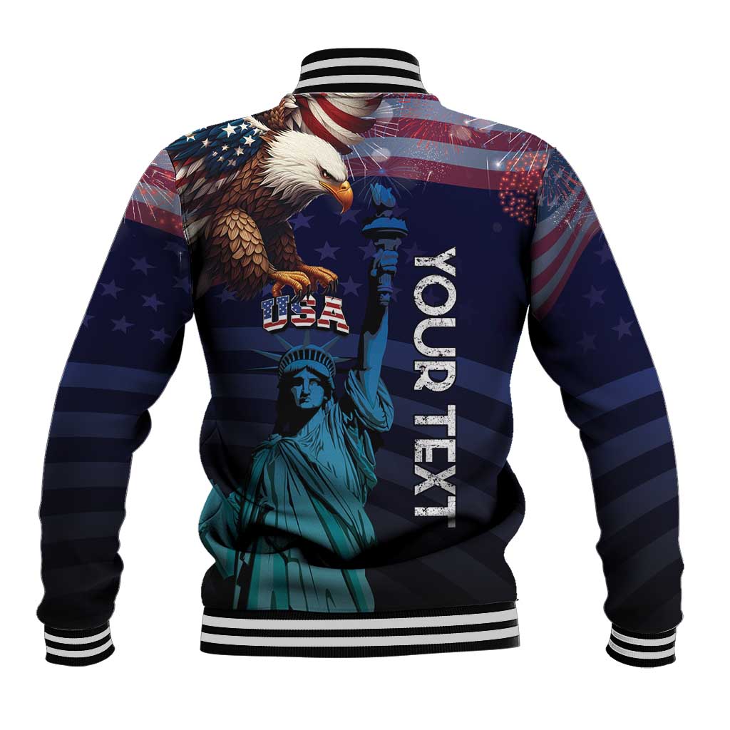 Personalized Fourth Of July USA Baseball Jacket Eagle - Statue Of Liberty