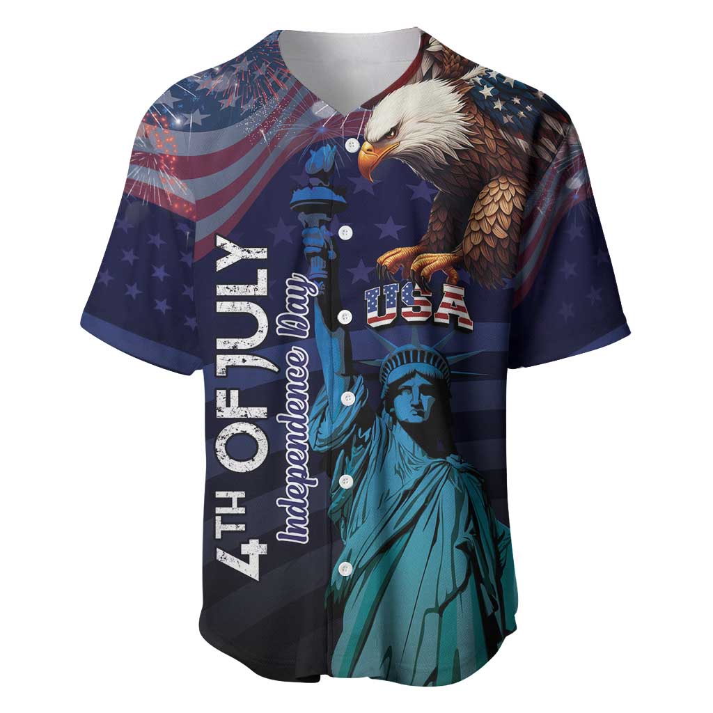Personalized Fourth Of July USA Baseball Jersey Eagle - Statue Of Liberty
