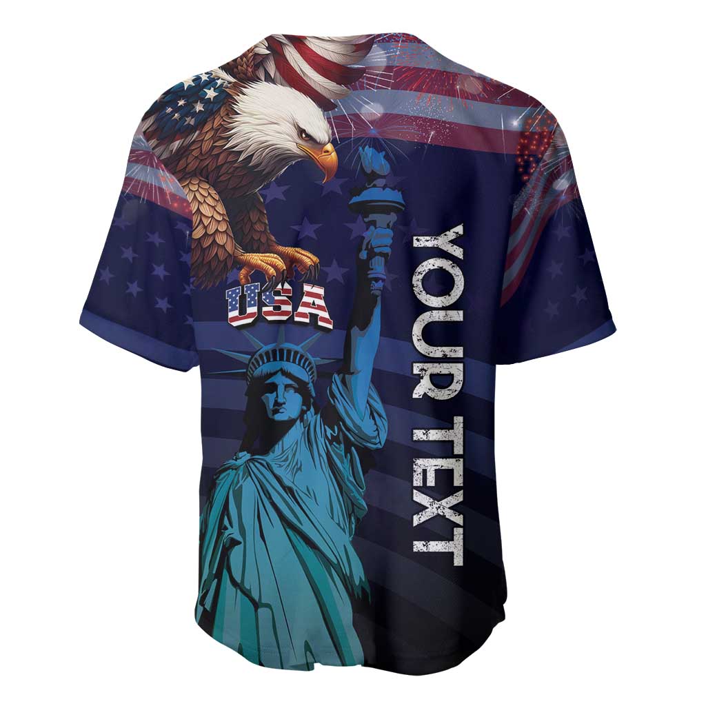 Personalized Fourth Of July USA Baseball Jersey Eagle - Statue Of Liberty