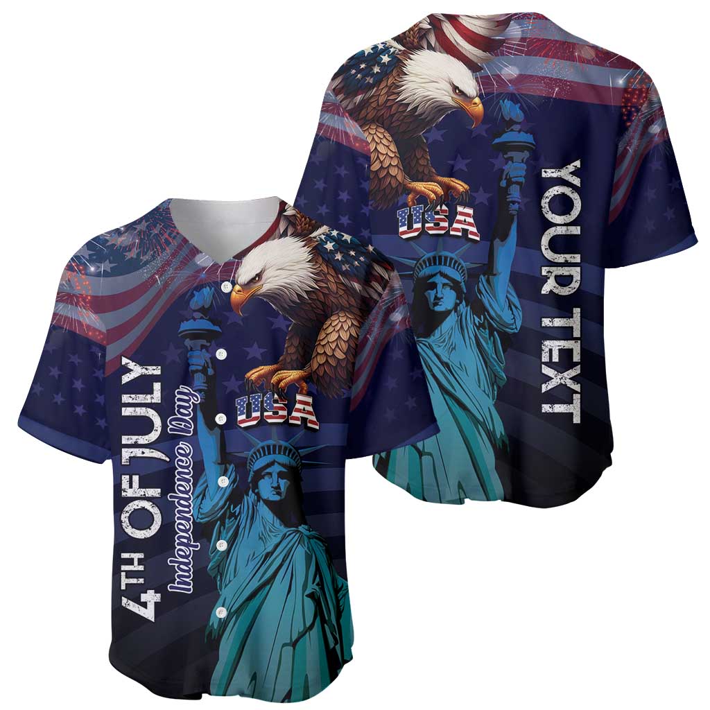 Personalized Fourth Of July USA Baseball Jersey Eagle - Statue Of Liberty