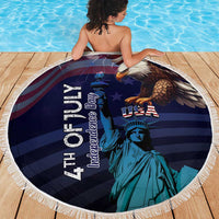 Fourth Of July USA Beach Blanket Eagle - Statue Of Liberty
