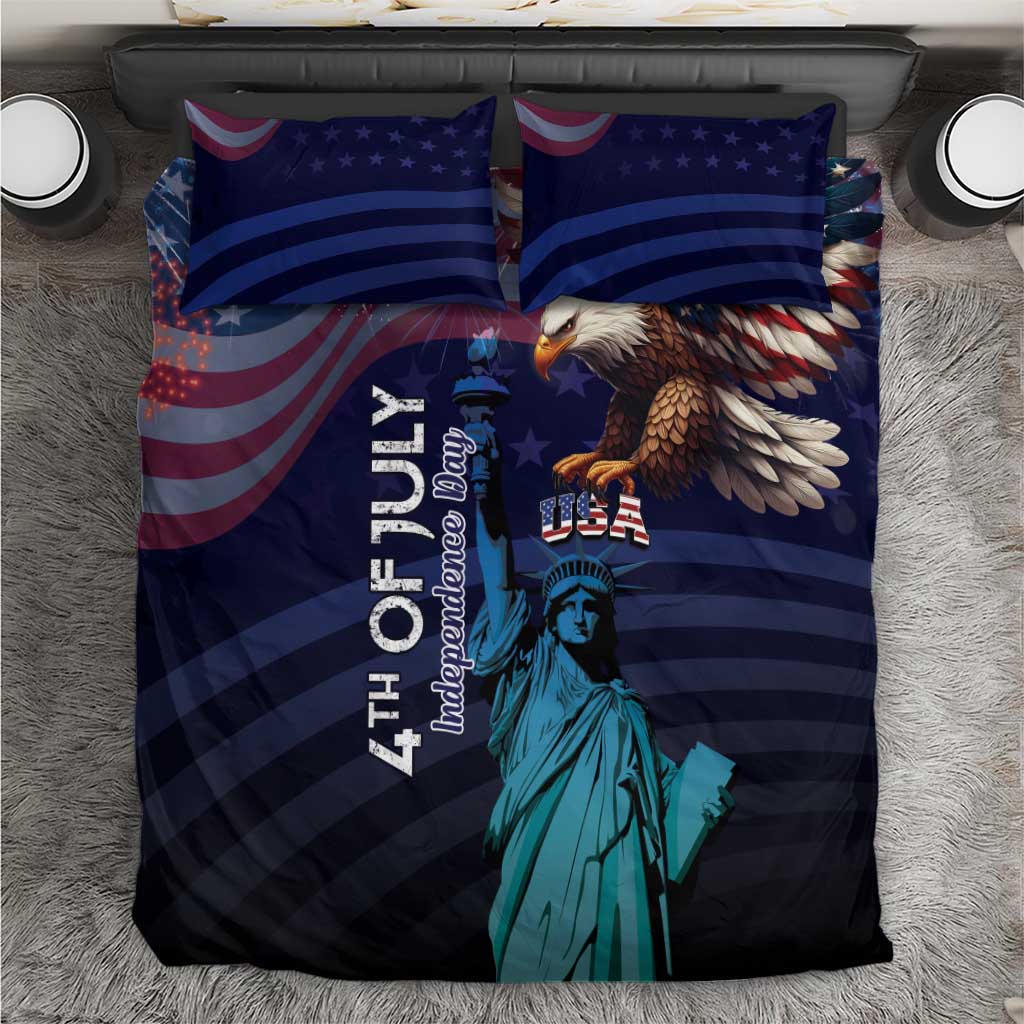 Fourth Of July USA Bedding Set Eagle - Statue Of Liberty