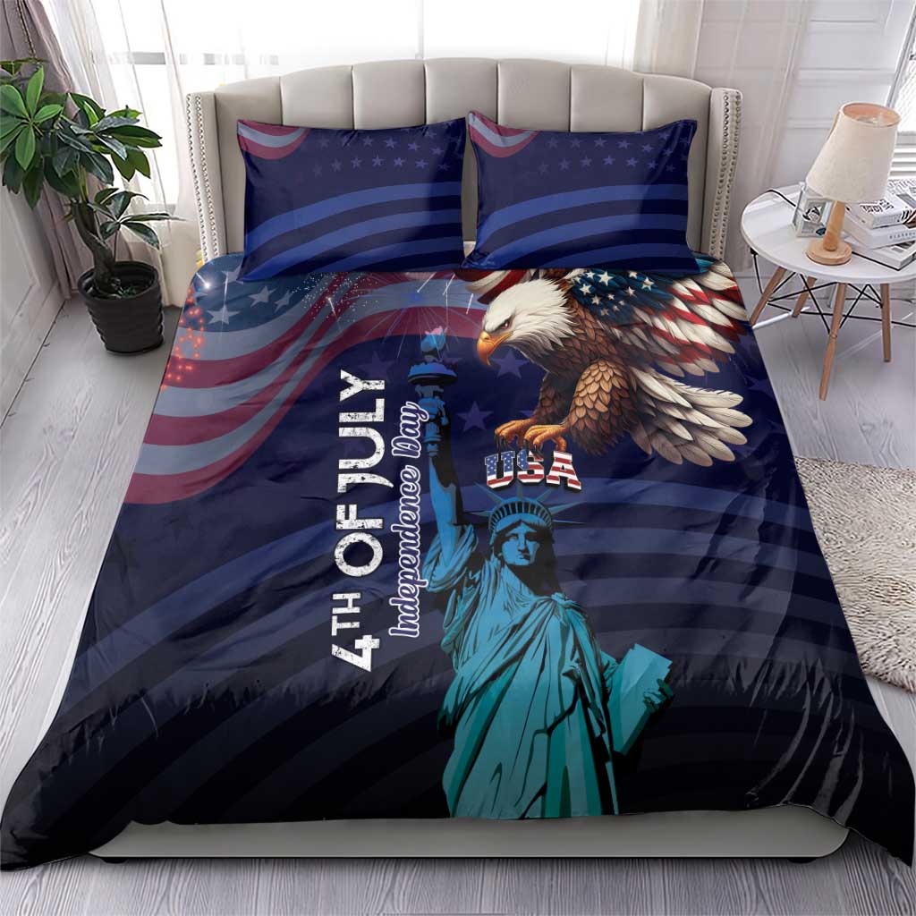 Fourth Of July USA Bedding Set Eagle - Statue Of Liberty