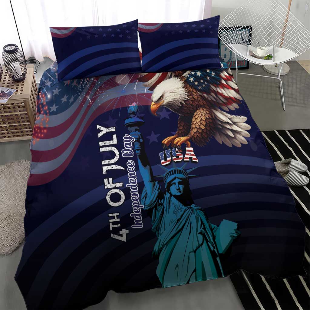Fourth Of July USA Bedding Set Eagle - Statue Of Liberty