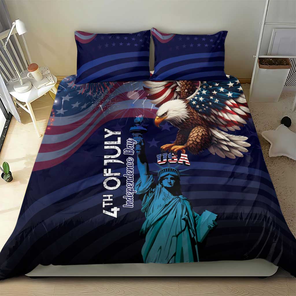Fourth Of July USA Bedding Set Eagle - Statue Of Liberty