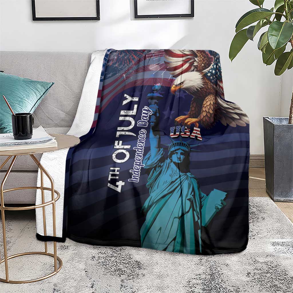 Fourth Of July USA Blanket Eagle - Statue Of Liberty