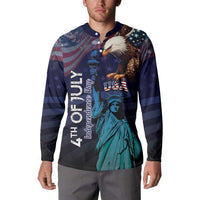 Personalized Fourth Of July USA Button Sweatshirt Eagle - Statue Of Liberty