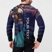 Personalized Fourth Of July USA Button Sweatshirt Eagle - Statue Of Liberty