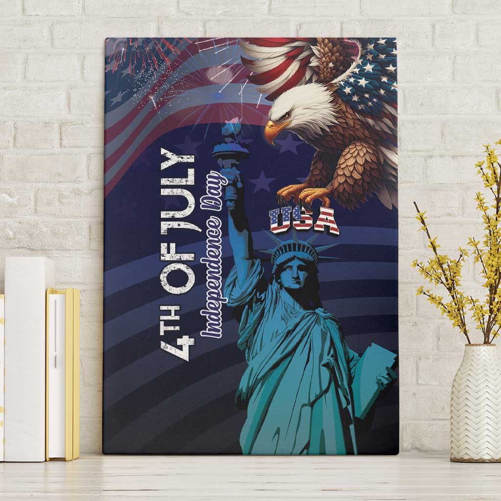 Fourth Of July USA Canvas Wall Art Eagle - Statue Of Liberty