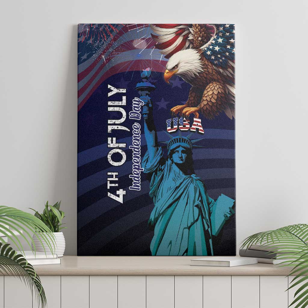 Fourth Of July USA Canvas Wall Art Eagle - Statue Of Liberty