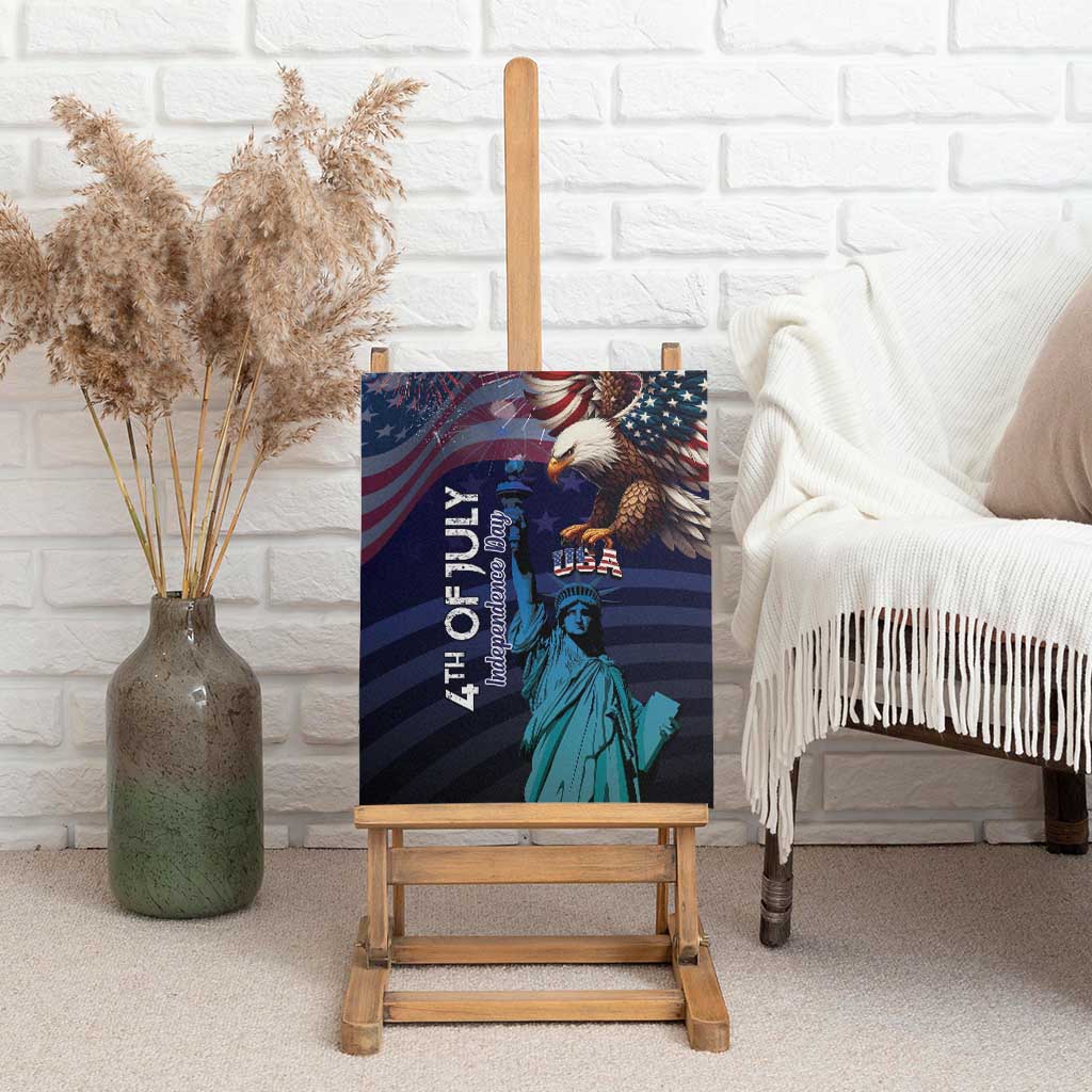 Fourth Of July USA Canvas Wall Art Eagle - Statue Of Liberty