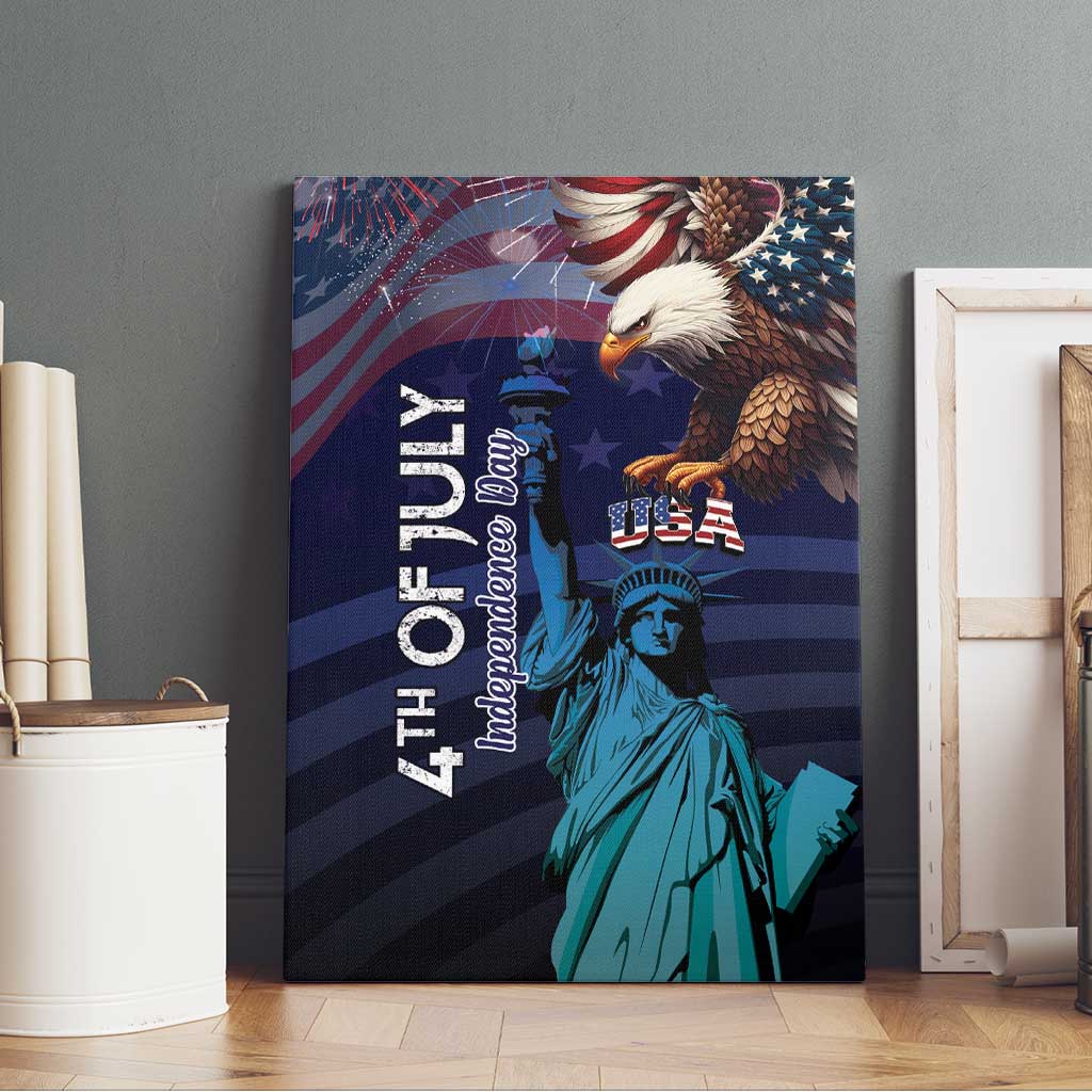 Fourth Of July USA Canvas Wall Art Eagle - Statue Of Liberty
