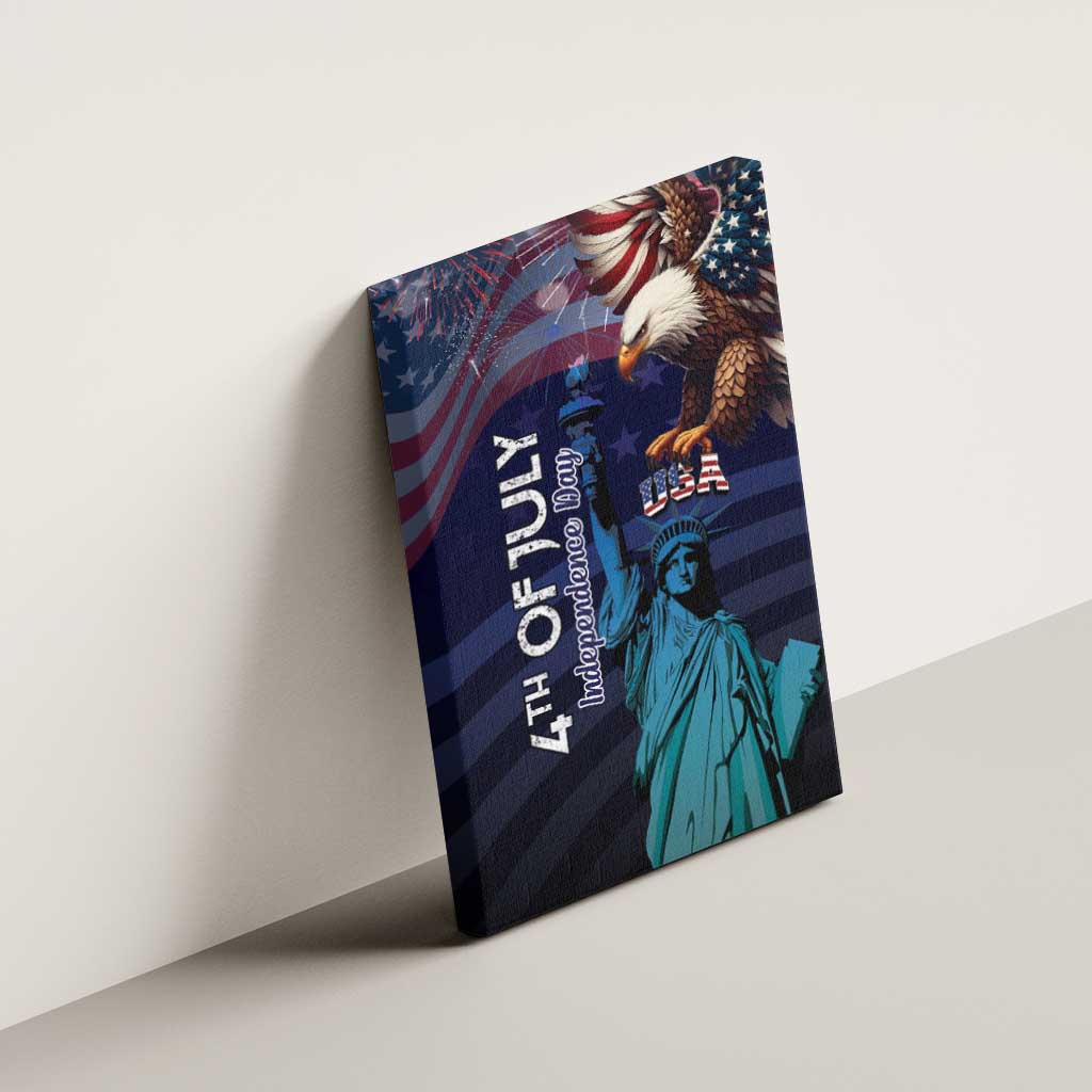 Fourth Of July USA Canvas Wall Art Eagle - Statue Of Liberty