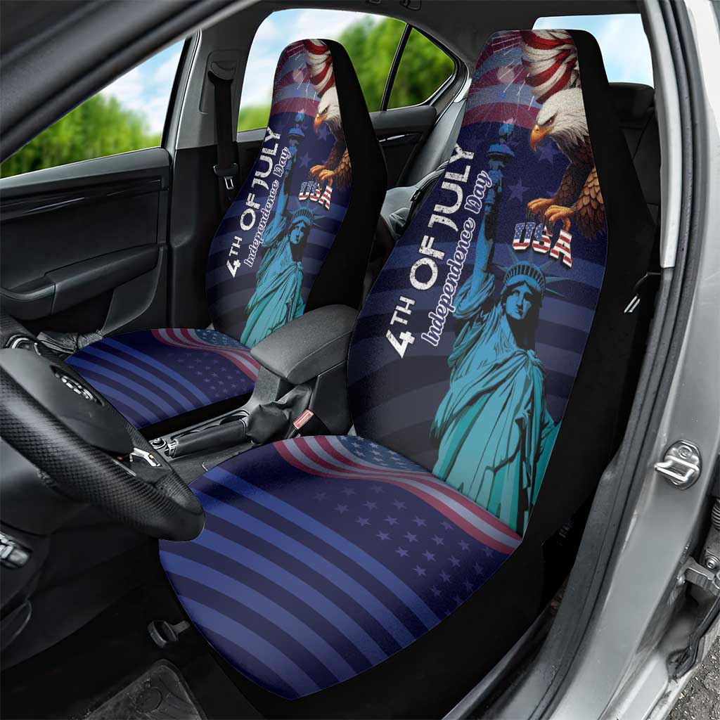Fourth Of July USA Car Seat Cover Eagle - Statue Of Liberty