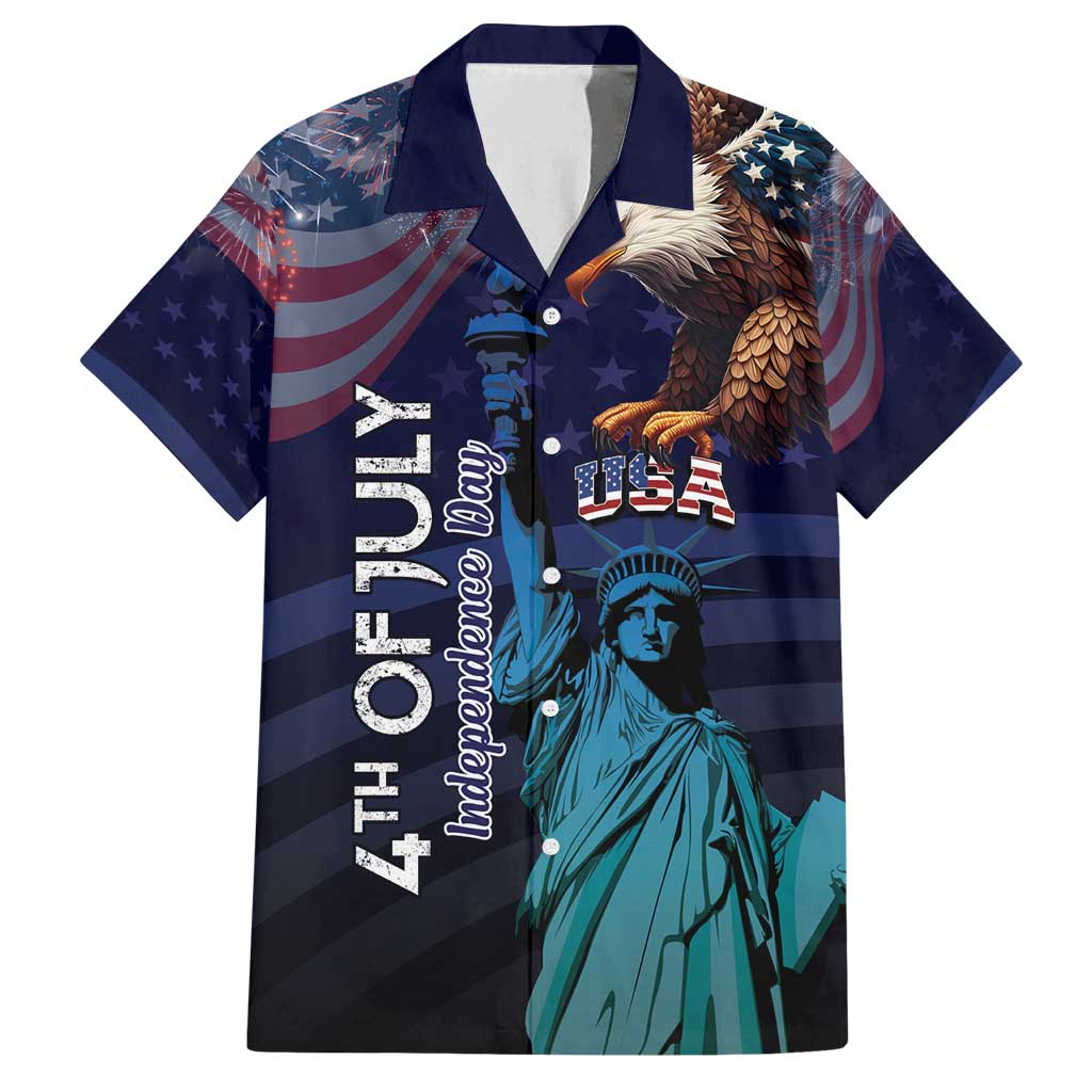 Personalized Fourth Of July USA Family Matching Long Sleeve Bodycon Dress and Hawaiian Shirt Eagle - Statue Of Liberty