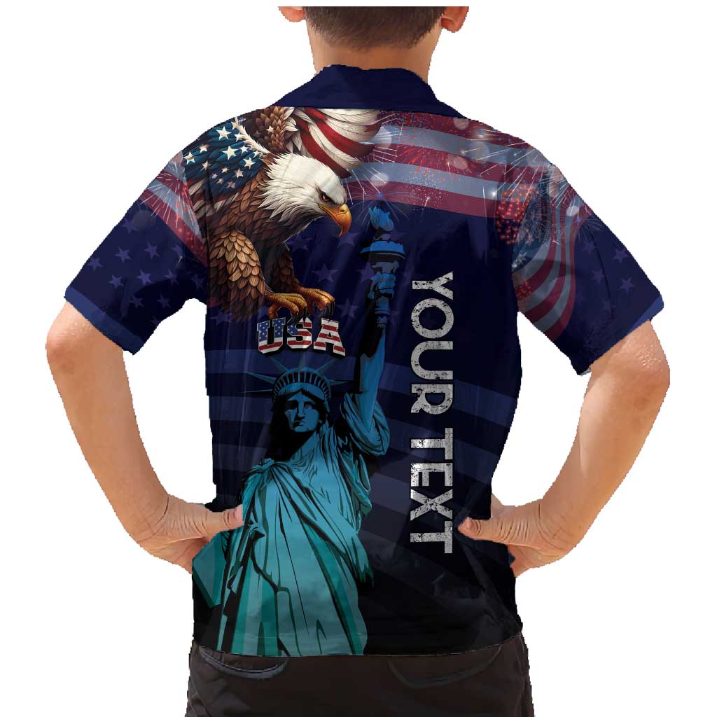 Personalized Fourth Of July USA Family Matching Mermaid Dress and Hawaiian Shirt Eagle - Statue Of Liberty