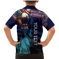 Personalized Fourth Of July USA Family Matching Mermaid Dress and Hawaiian Shirt Eagle - Statue Of Liberty