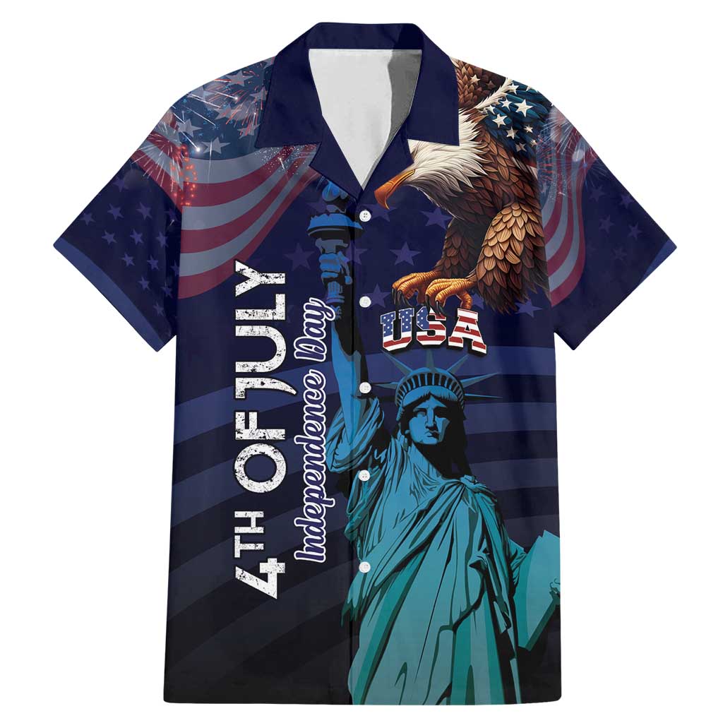 Personalized Fourth Of July USA Family Matching Mermaid Dress and Hawaiian Shirt Eagle - Statue Of Liberty