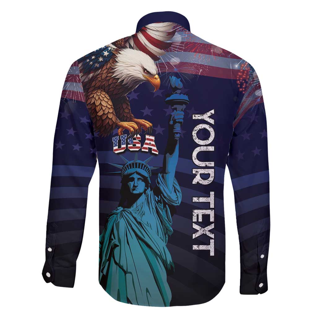 Personalized Fourth Of July USA Family Matching Short Sleeve Bodycon Dress and Hawaiian Shirt Eagle - Statue Of Liberty