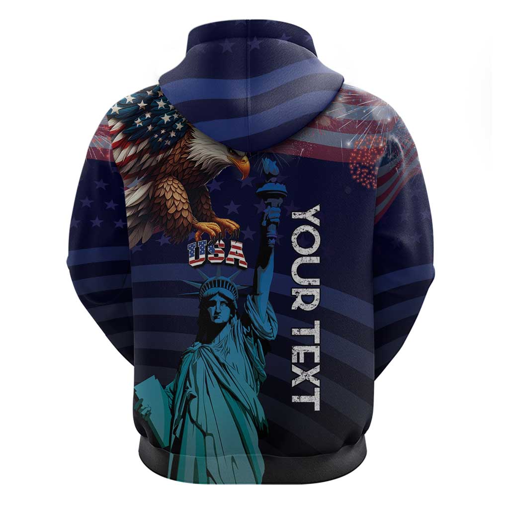 Personalized Fourth Of July USA Hoodie Eagle - Statue Of Liberty