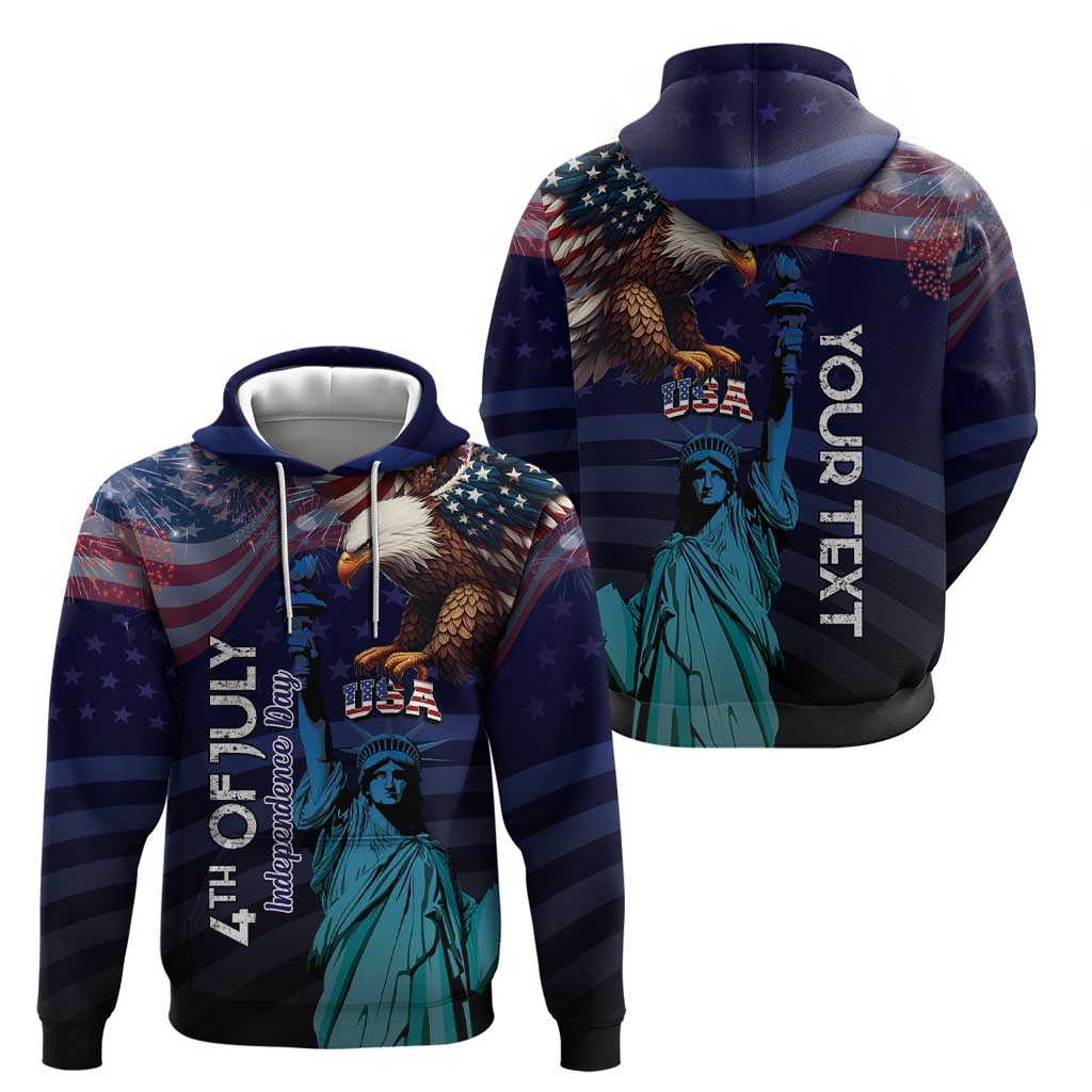 Personalized Fourth Of July USA Hoodie Eagle - Statue Of Liberty
