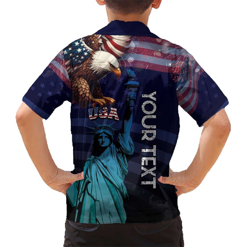 Personalized Fourth Of July USA Kid Hawaiian Shirt Eagle - Statue Of Liberty