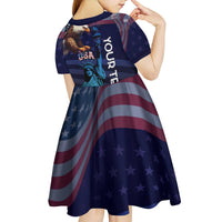 Personalized Fourth Of July USA Kid Short Sleeve Dress Eagle - Statue Of Liberty