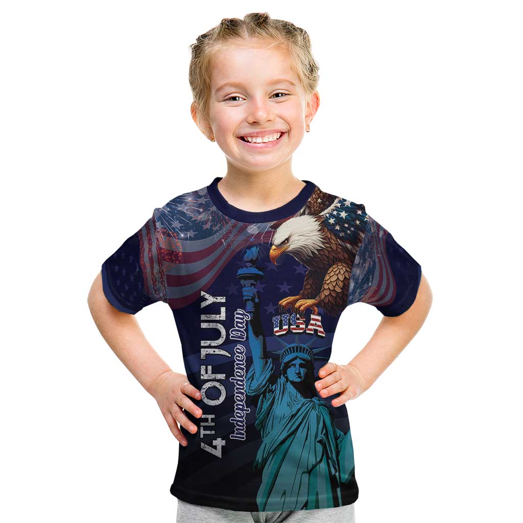 Personalized Fourth Of July USA Kid T Shirt Eagle - Statue Of Liberty