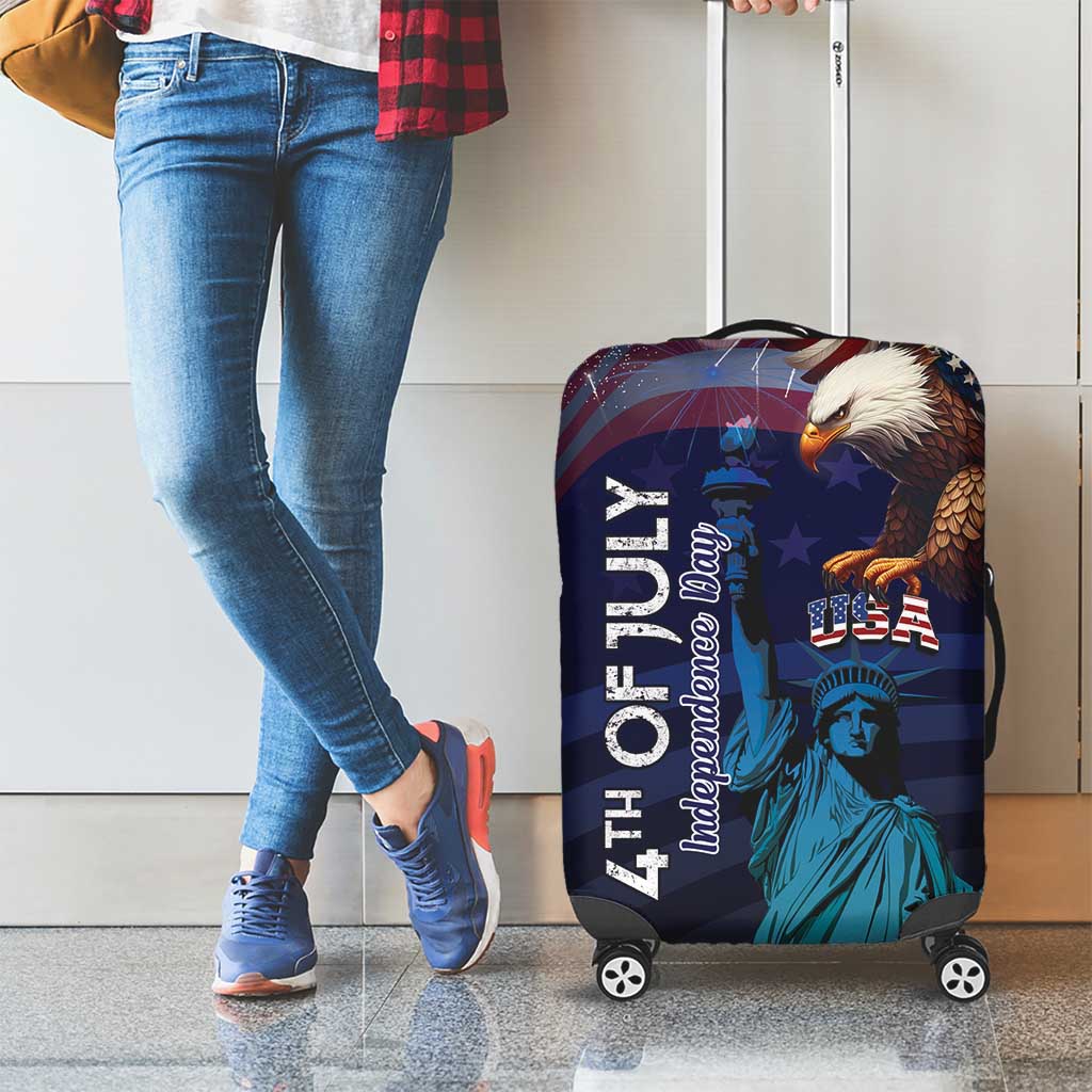 Fourth Of July USA Luggage Cover Eagle - Statue Of Liberty
