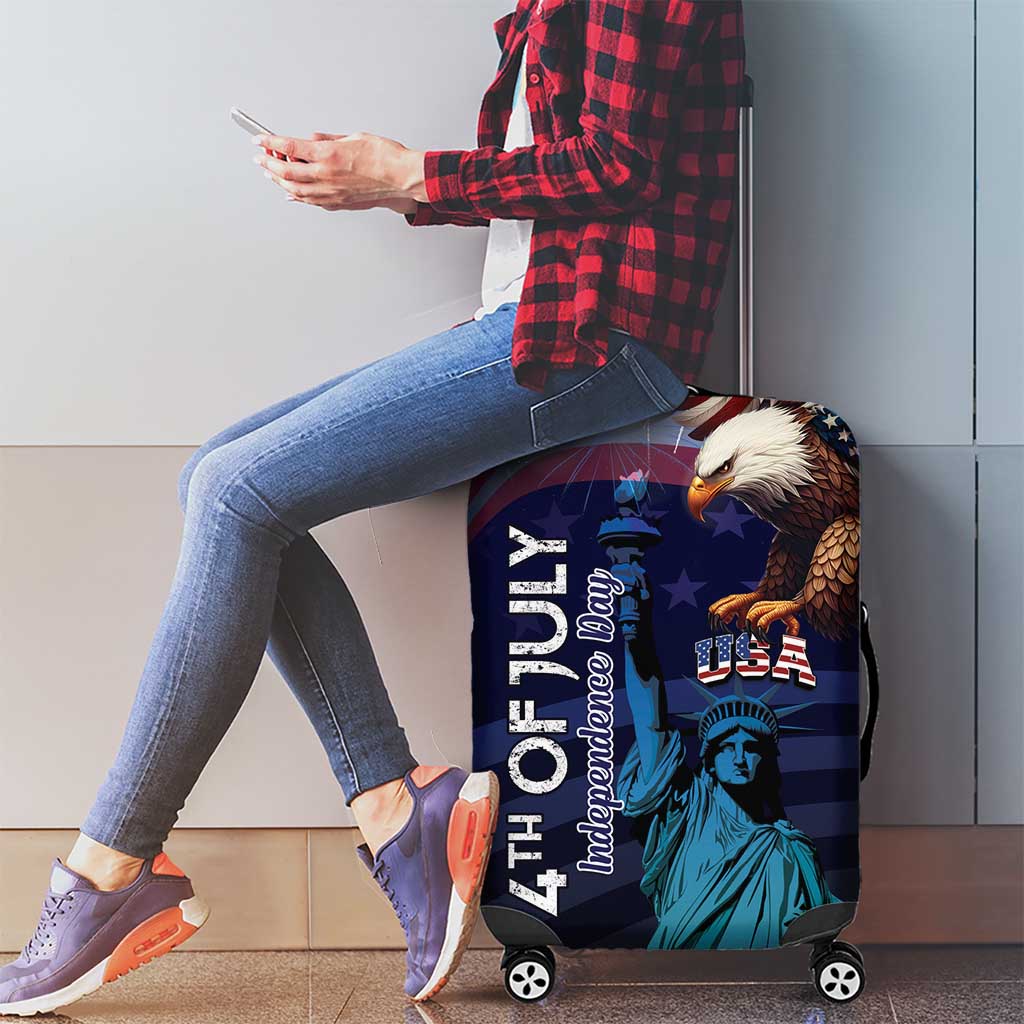 Fourth Of July USA Luggage Cover Eagle - Statue Of Liberty