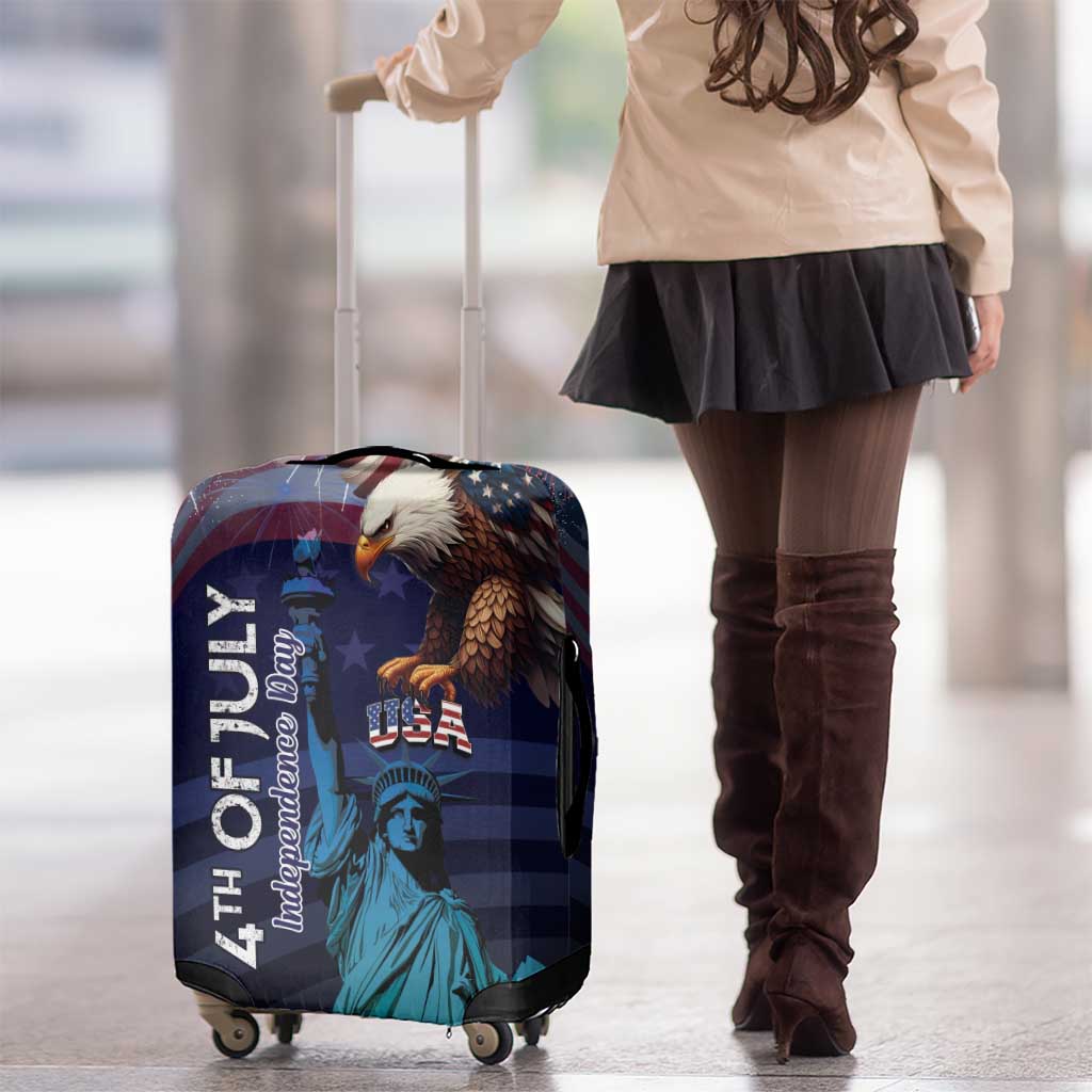 Fourth Of July USA Luggage Cover Eagle - Statue Of Liberty