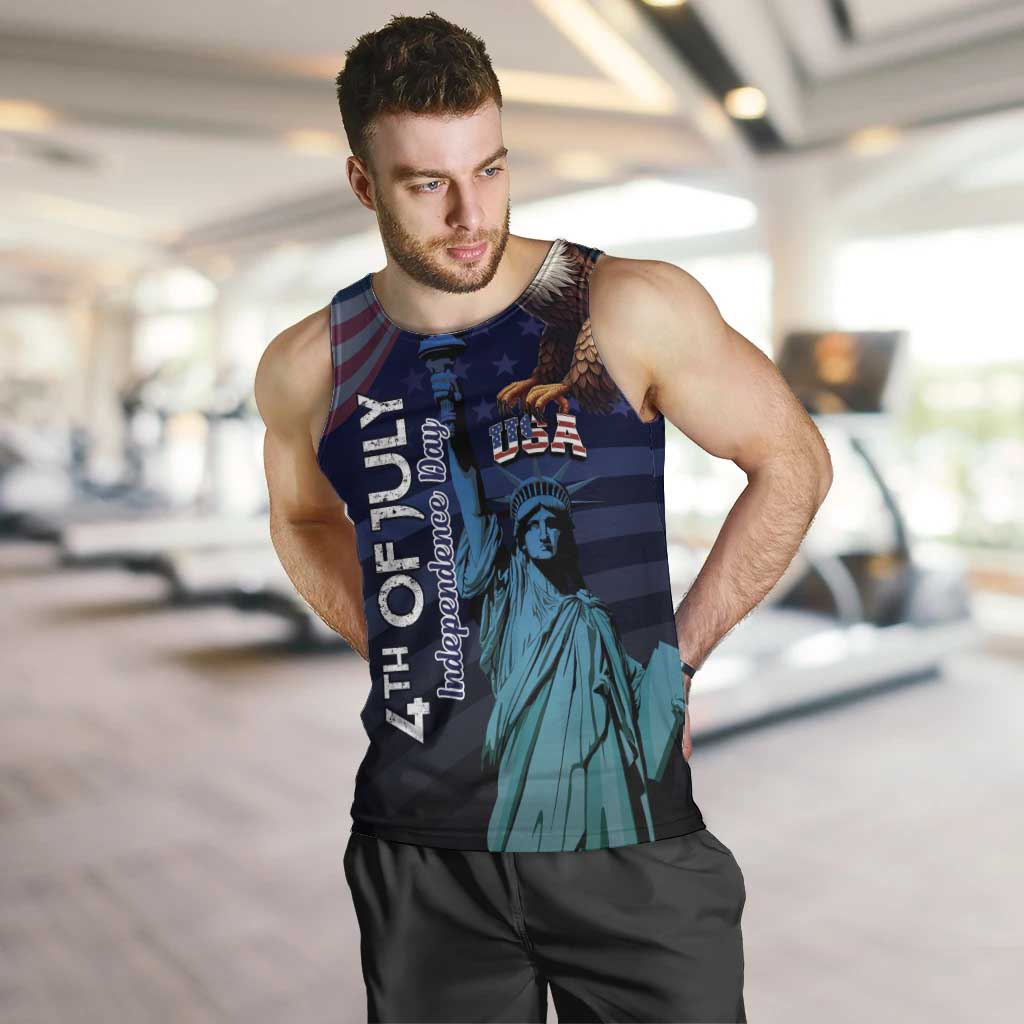 Personalized Fourth Of July USA Men Tank Top Eagle - Statue Of Liberty