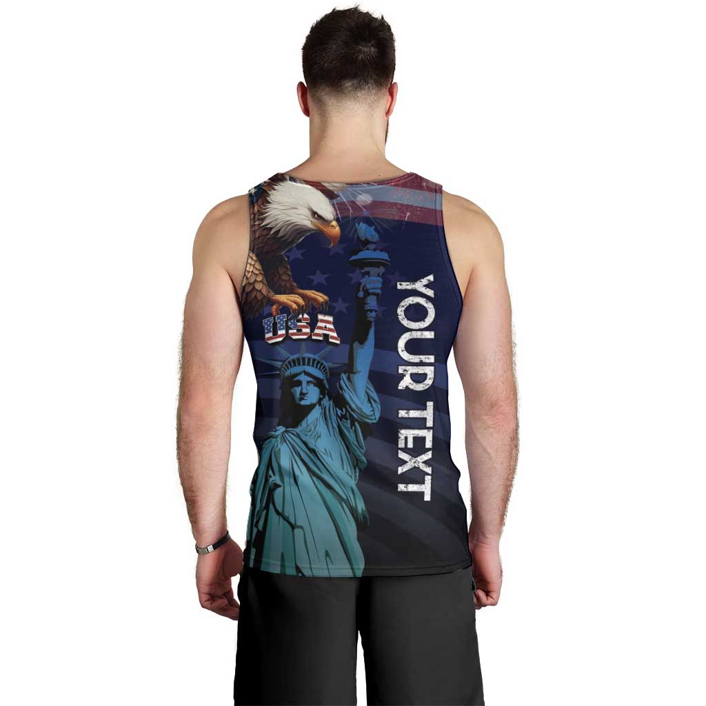 Personalized Fourth Of July USA Men Tank Top Eagle - Statue Of Liberty