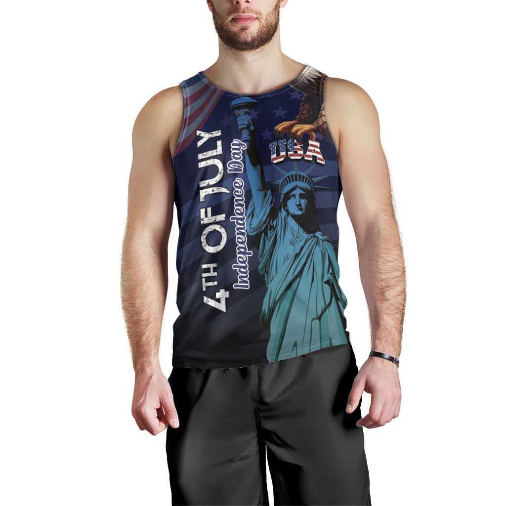 Personalized Fourth Of July USA Men Tank Top Eagle - Statue Of Liberty