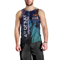 Personalized Fourth Of July USA Men Tank Top Eagle - Statue Of Liberty