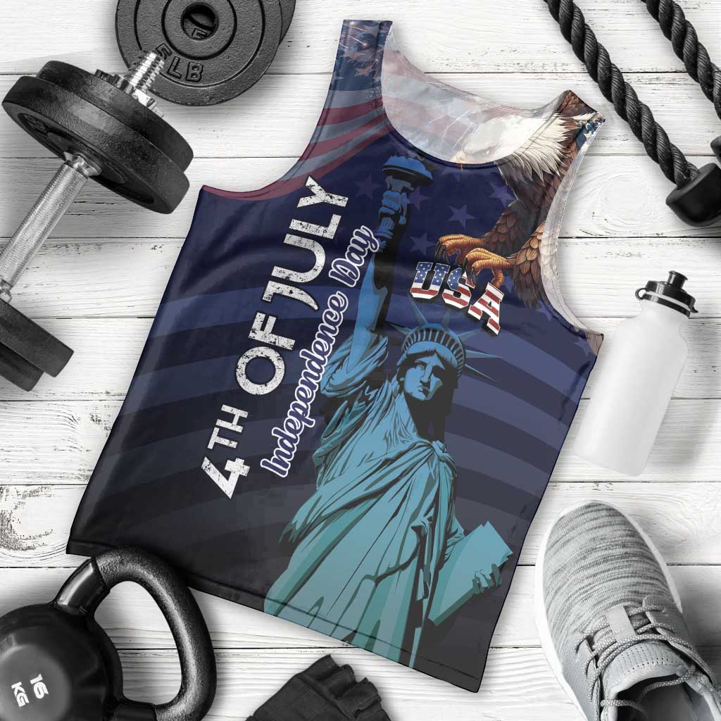 Personalized Fourth Of July USA Men Tank Top Eagle - Statue Of Liberty