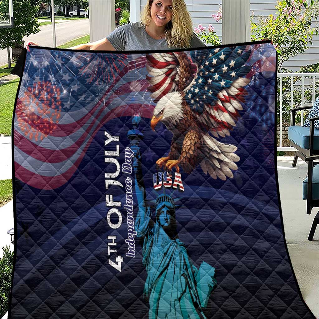 Fourth Of July USA Quilt Eagle - Statue Of Liberty